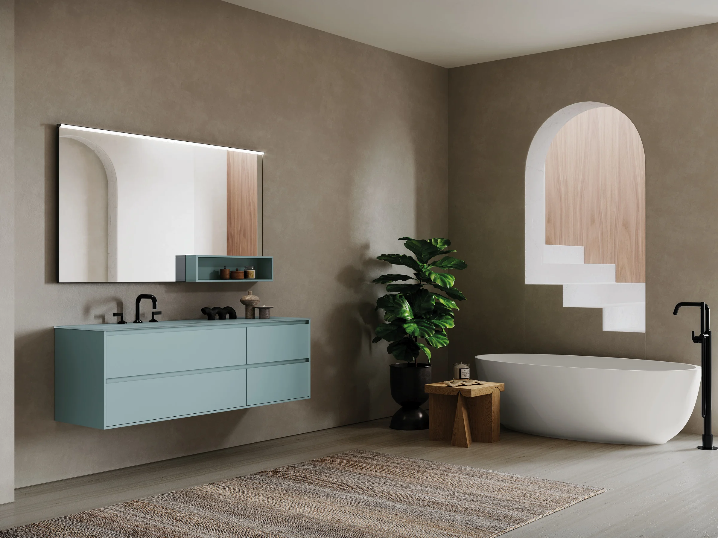 EDGE-LeCornici 11/B in Glas — fugenlose Putzwand mit Bogennischen