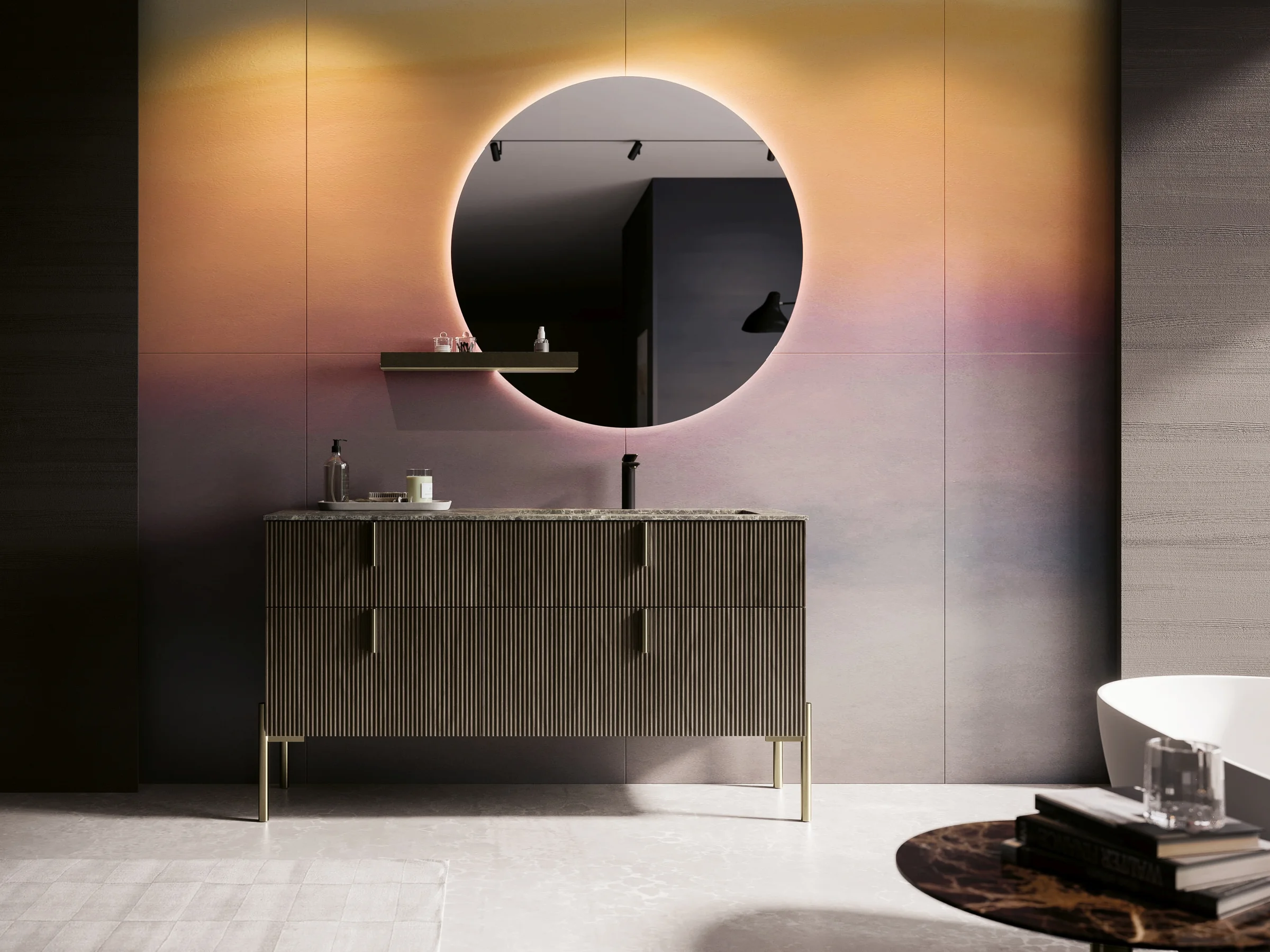 VERTIGO 13 in Gress vor dekorativen Paneelen