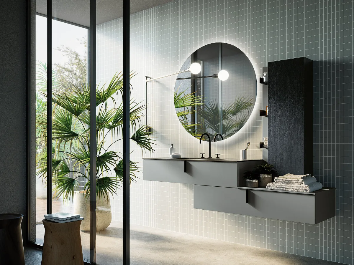 Fugenloser Möbelwaschtisch OLA — Staubgrau